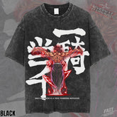 Kitsukai Yujiro Hanma Demon Back Pump Cover Strongest Creature Oversized Vintage Wash Heavyweight Tee