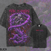 Kitsukai The Eyepatch Ghoul Centipede Kakuja Heavyweight Vintage Wash Graphic Tee Oversized Urban Streetwear Pump Cover