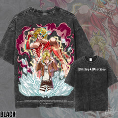 Kitsukai The Female Titan Annie Leonhart Heavyweight Vintage Wash Graphic Tee Oversized Urban Streetwear Pump Cover