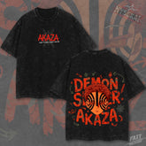 Kitsukai Demon Slayer Akaza Graphic Tee_ Hand-to-Hand Combat Master Vintage Wash Shirt