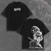 Kitsukai Inosuke Hashibira Beast Breathing Graphic Tee – Vintage Washed Cotton Anime Shirt