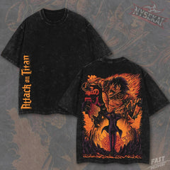 Kitsukai Eren Yeager Rumbling Fire Vintage Wash Heavyweight Graphic Tee Pump Cover