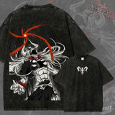 Kitsukai Vasto Lorde Anime Shirt, Hollow Form Graphic Tee, Washed Black Manga T-Shirt, Soul Reaper Streetwear Fan Gift