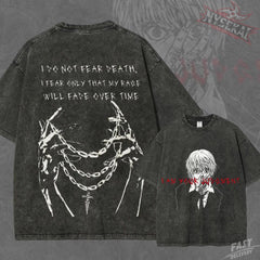 Kitsukai Chain Judgment Anime Shirt, Scarlet Eye Graphic Tee, Washed Black Manga T-Shirt, Dark Revenge Streetwear Fan Gift