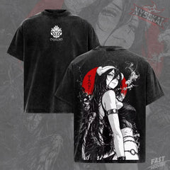 Kitsukai Dark Empress Anime T-Shirt, Crimson Moon Gothic Manga Tee, Organic Cotton Streetwear