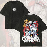 Kitsukai Trash World Crew Anime Shirt, Cleaner Squad Graphic Tee, Washed Black Manga T-Shirt, Urban Grunge Streetwear Fan Gift