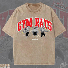 Kitsukai Muscle Mice Gym Rats Pump Cover Oversized Vintage Wash Heavyweight Graphic Tee
