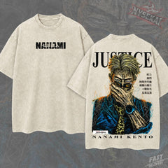 Kitsukai Nanami Kento Overtime Ratio Technique Justice Vintage Wash Heavyweight Graphic Tee Pump Cover