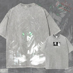 Kitsukai Eren Yeager Attack Titan AOT Pump Cover Shingeki no Kyojin Oversized Vintage Wash Tee