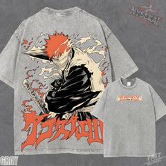 Kitsukai Ichigo Hollow Mask Pump Cover Oversized Vintage Wash Heavyweight Graphic Tee
