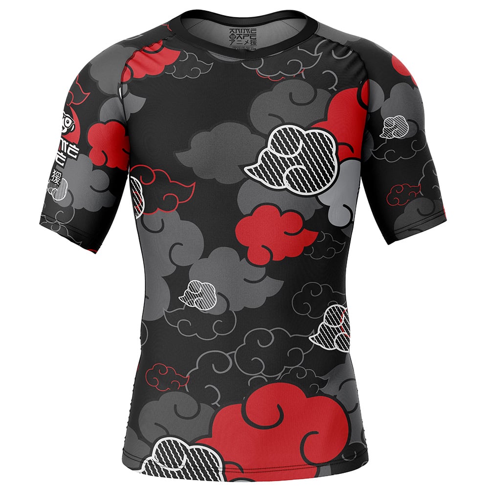 Black Aloha Akatsuki Short Sleeve Rash Guard Compression Shirt
