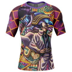 Trippy Jotaro Kujo JoJo's Bizarre Adventure Short Sleeve Rash Guard Compression Shirt