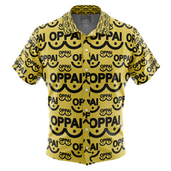 Saitama Oppai One Punch Man Button Up Hawaiian Shirt