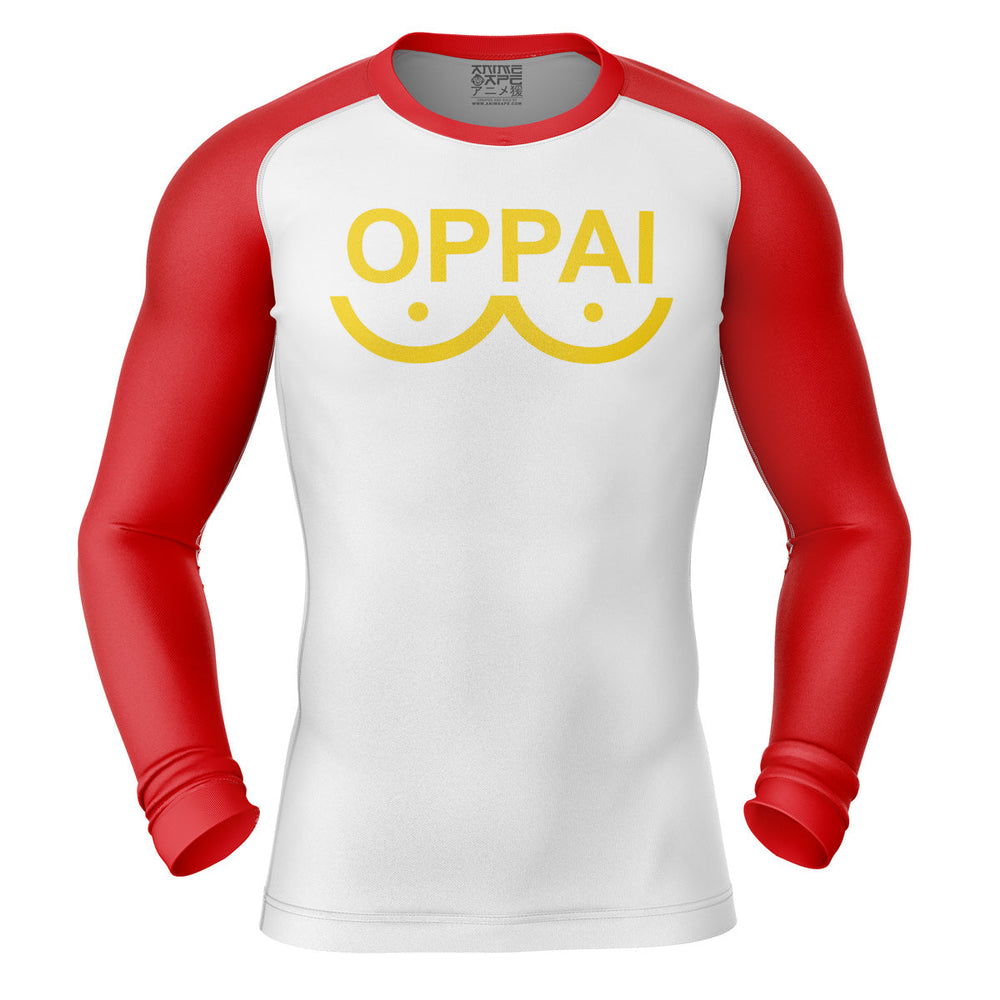 Saitama Oppai One-Punch Man Long Sleeve Rash Guard Compression Shirt