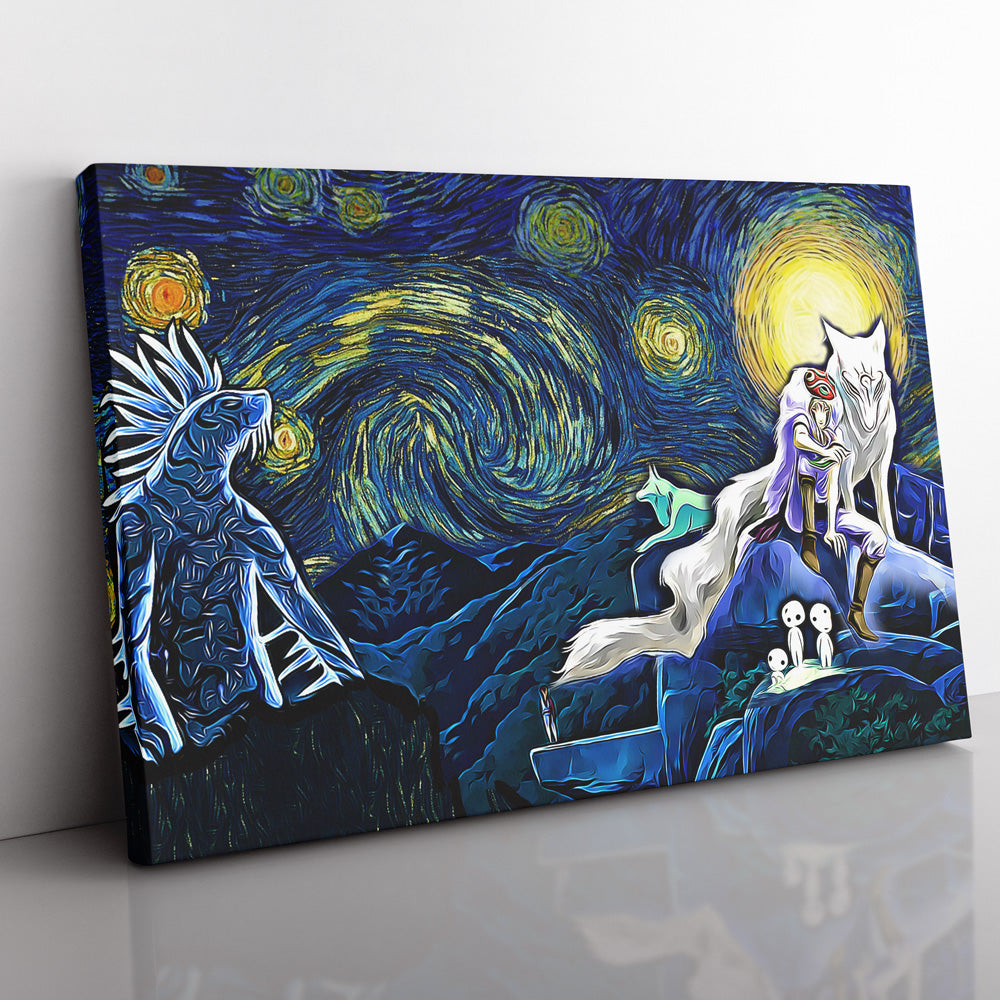 Princess Mononoke Starry Night Studio Ghibli Canvas Print Wall Art