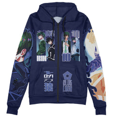 Itoshin Rin V2 Blue Lock Streetwear Zip Hoodie Jacket