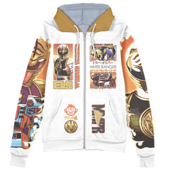 White Ranger V2 Mighty Morphin Power Rangers Streetwear Zip Hoodie Jacket