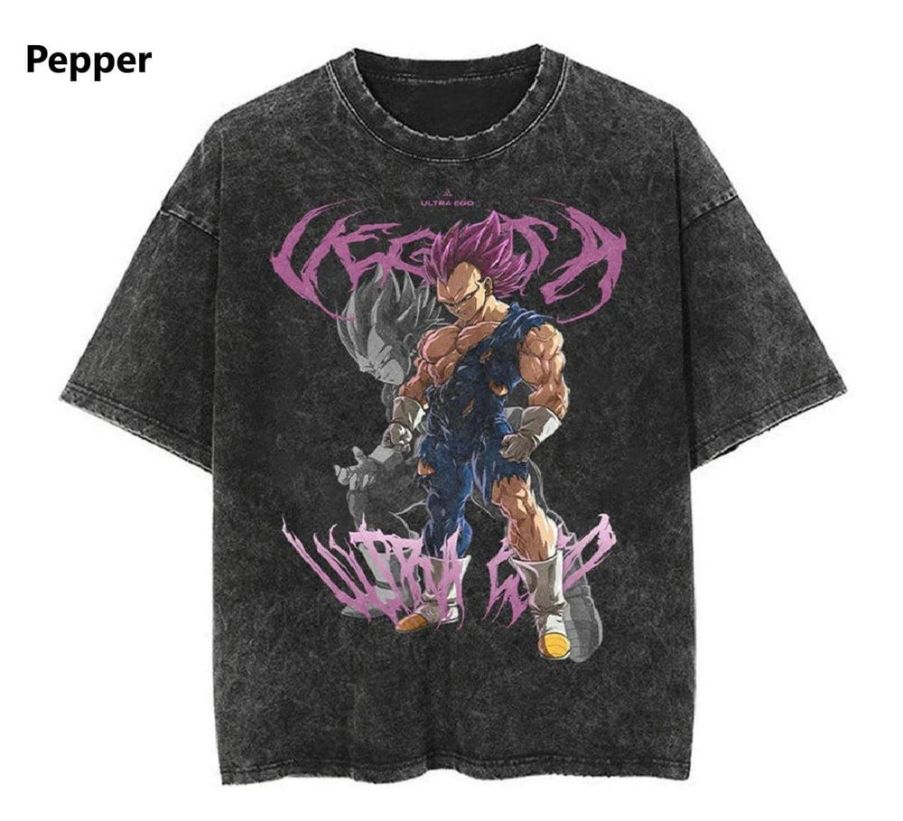 Vegeta Ultra Ego Dragon Ball Super Vintage Washed Oversized T-Shirt - 