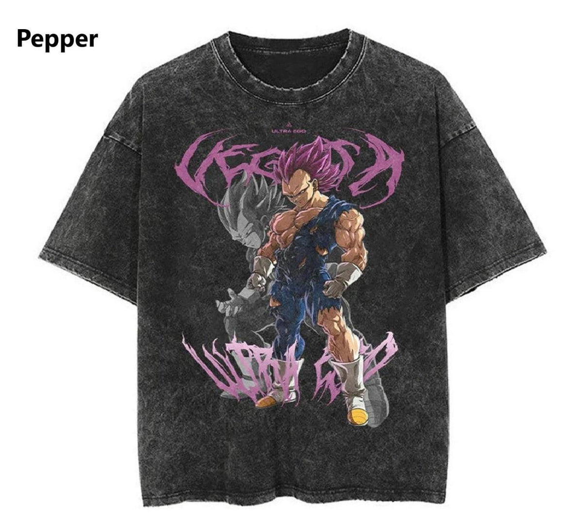 Vegeta Ultra Ego Dragon Ball Super Vintage Washed Oversized T-Shirt - 