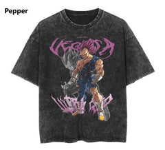 Vegeta Ultra Ego Dragon Ball Super Vintage Washed Oversized T-Shirt - 