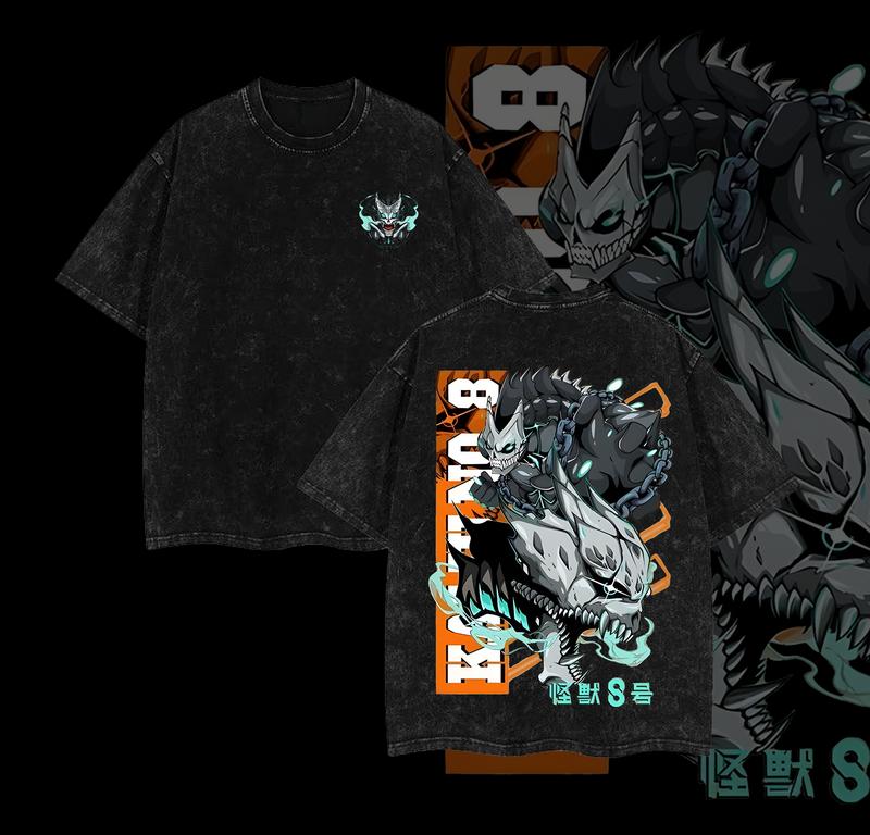 Kitsukai "The Human Monster" Kaiju No. 8 Vintage Wash Graphic Tee