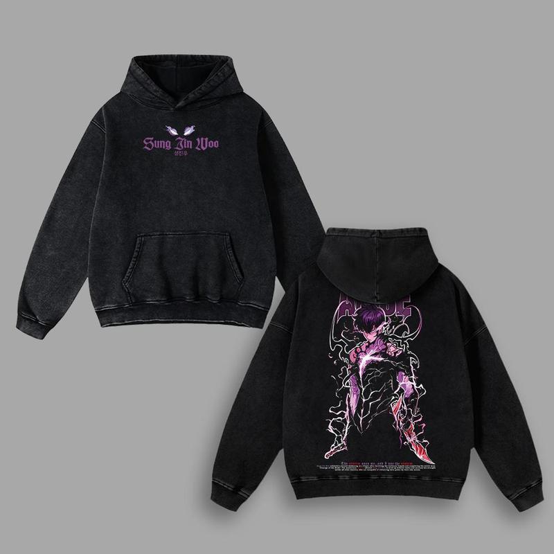 Kitsukai "Sung Jin-Woo (Arise)" Solo Leveling Vintage Oversized Hoodie