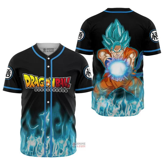 3D Anime Goku Blue Custom Fandom - Dragon Ball Baseball Tee