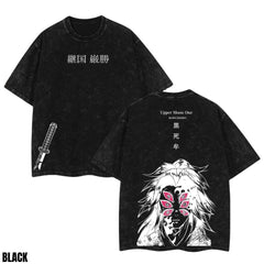 Kitsukai Kokushibo Upper Moon One Michikatsu Tsugikuni Pump Cover Oversized Vintage Wash Heavyweight Graphic Tee