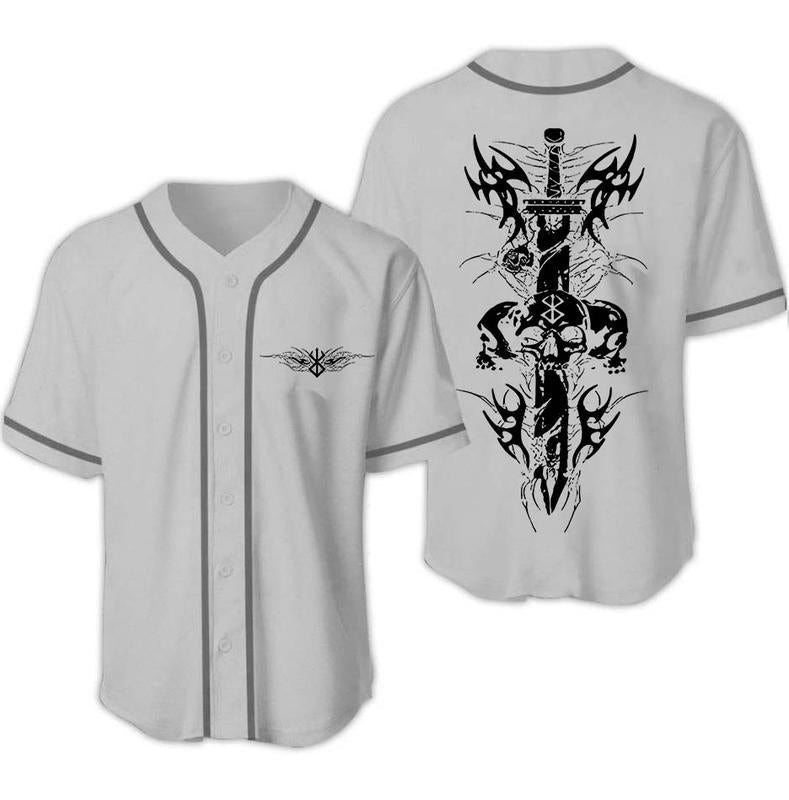 Berserk Skull Death Metal Baseball Jersey
