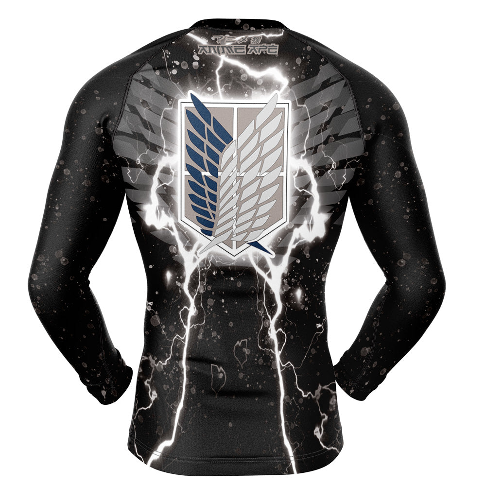 Black Scouting Regiment Attack On Titan Long Sleeve Rash Guard Compression Shirt