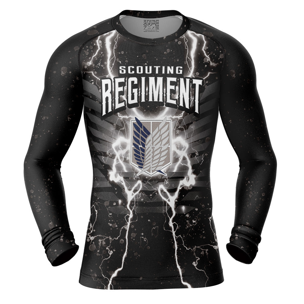 Black Scouting Regiment Attack On Titan Long Sleeve Rash Guard Compression Shirt
