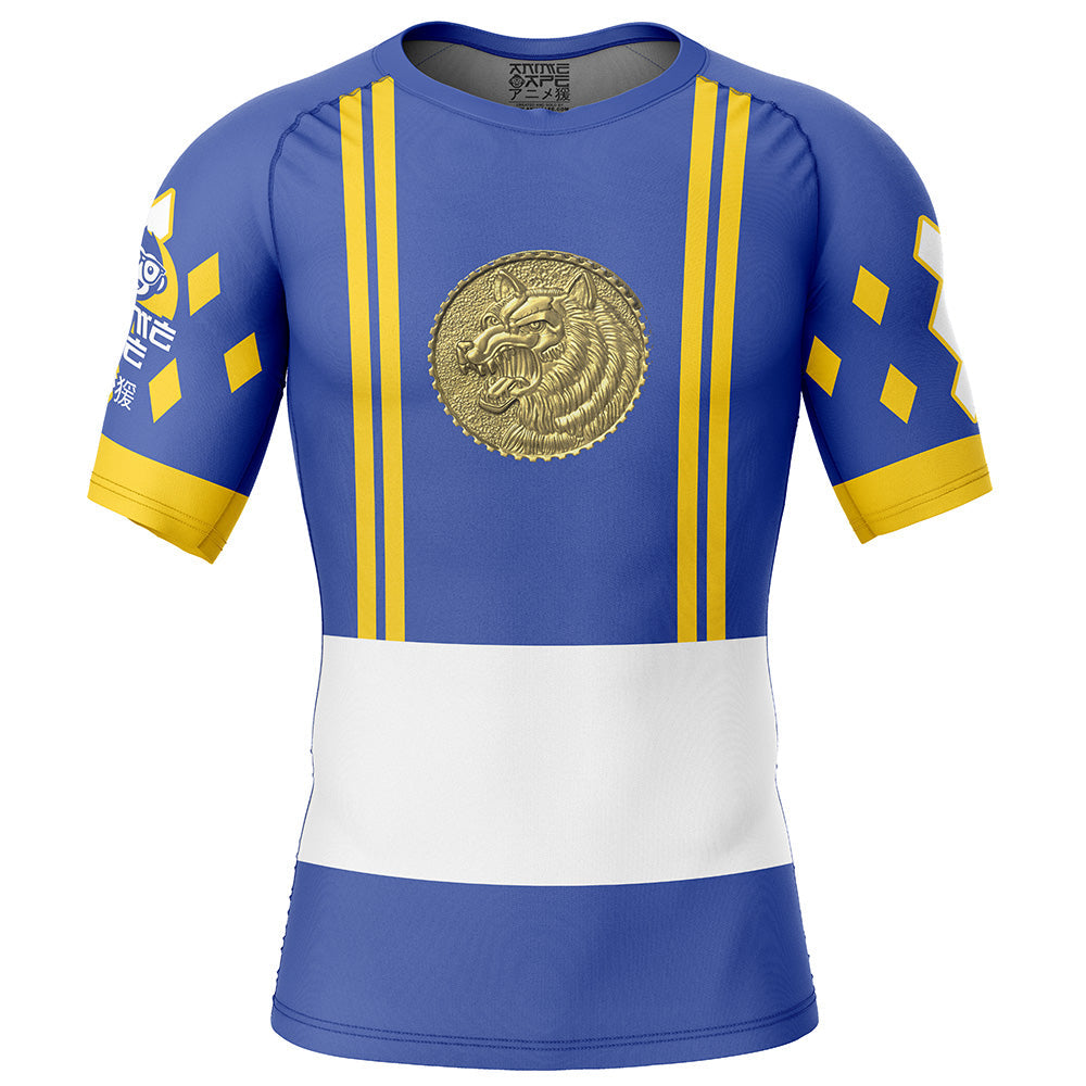 Blue Ranger Ninjetti Rangers Short Sleeve Rash Guard Compression Shirt