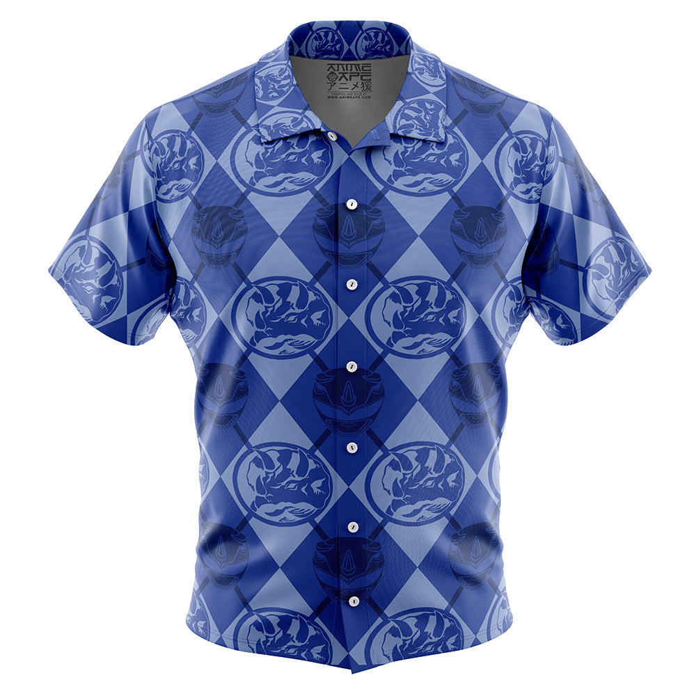 Blue Ranger Pattern Power Rangers Button Up Hawaiian Shirt