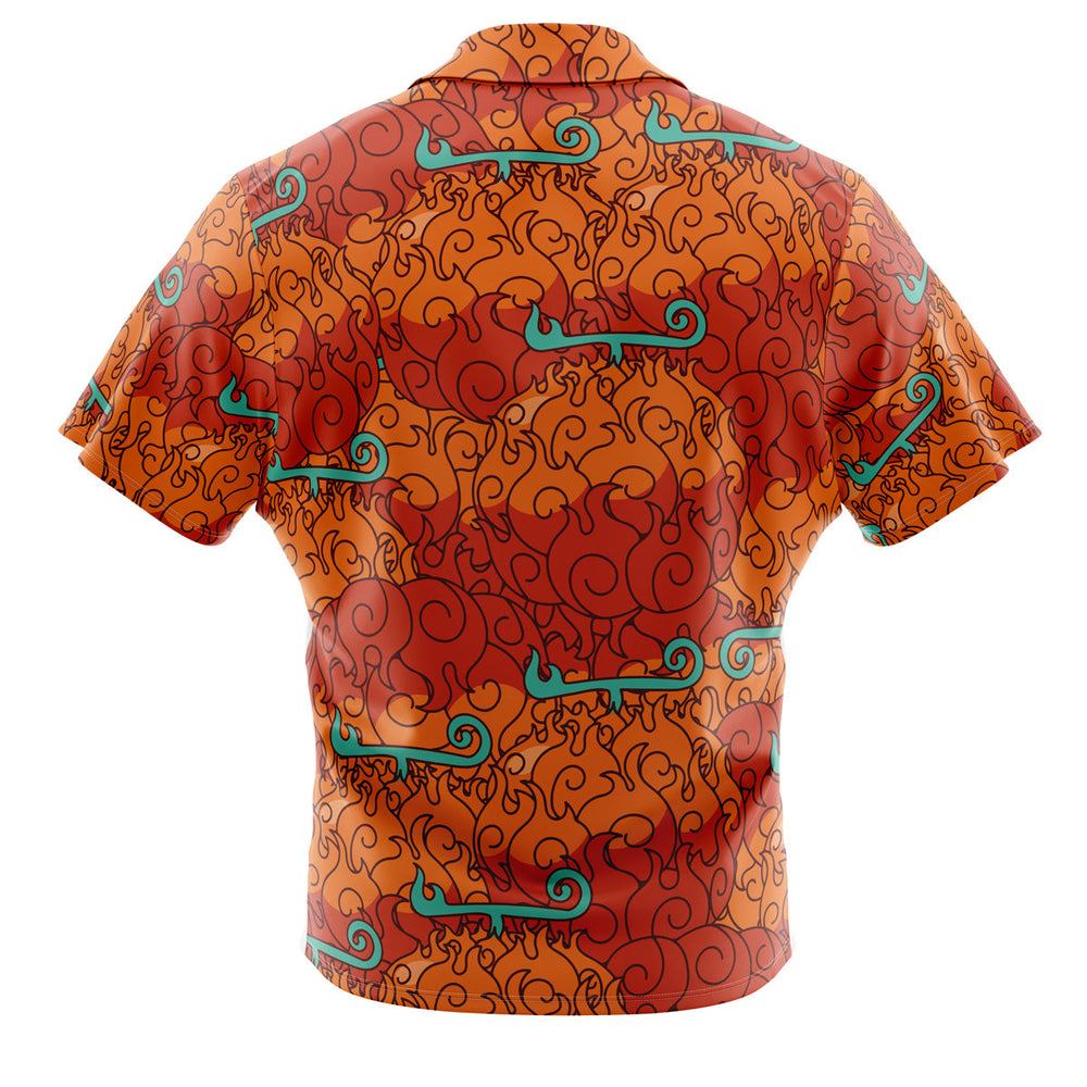 Mera Mera No Mi Luffy Devil Fruit One Piece Button Up Hawaiian Shirt