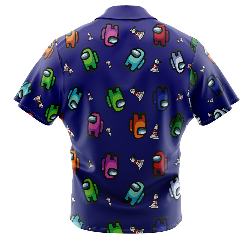 Among Us Pattern Button Up Hawaiian Shirt