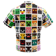 Block Faces Pattern Minecraft Button Up Hawaiian Shirt