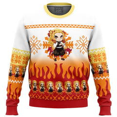 Chibi Christmas Kyojuro Rengoku Demon Slayer Ugly Christmas Sweater