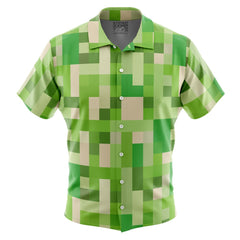 Creeper Pattern Minecraft Button Up Hawaiian Shirt