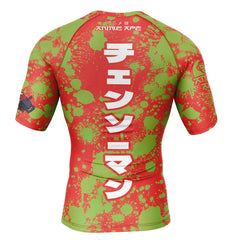Denji Chainsaw Man Short Sleeve Rash Guard Compression Shirt