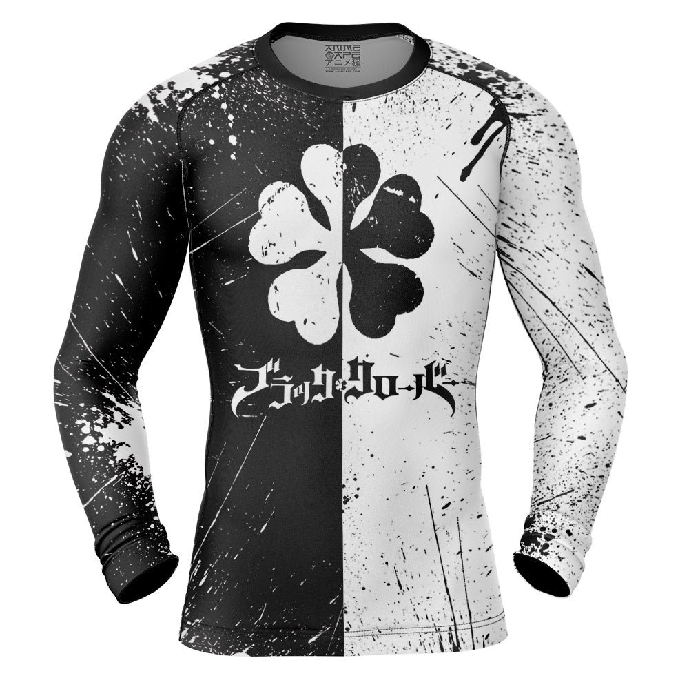 Five-Leaf Clover Black Clover Long Sleeve Rash Guard Compression Shirt