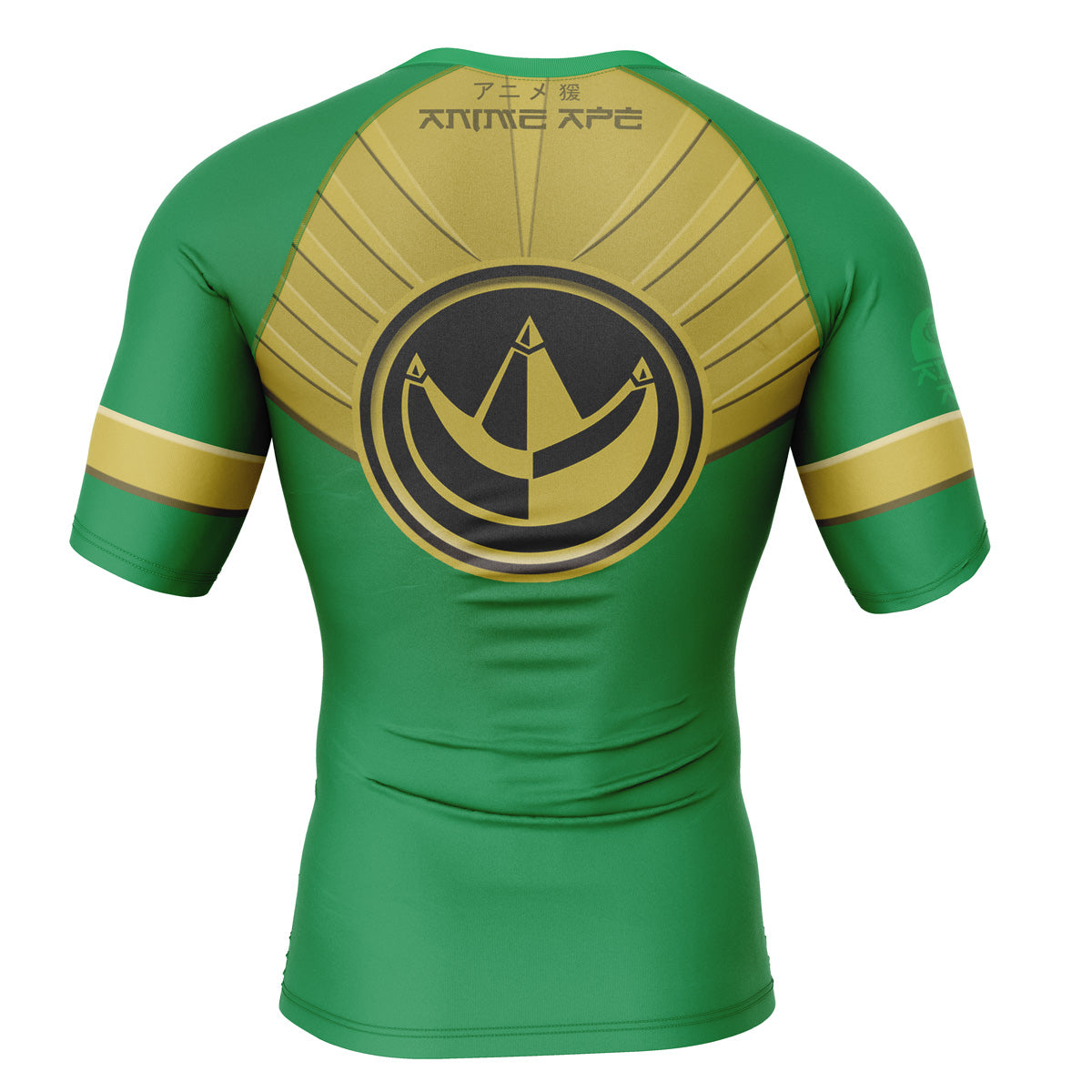Green Ranger Gold Shield Mighty Morphin Power Rangers Short Sleeve Rash Guard Compression Shirt