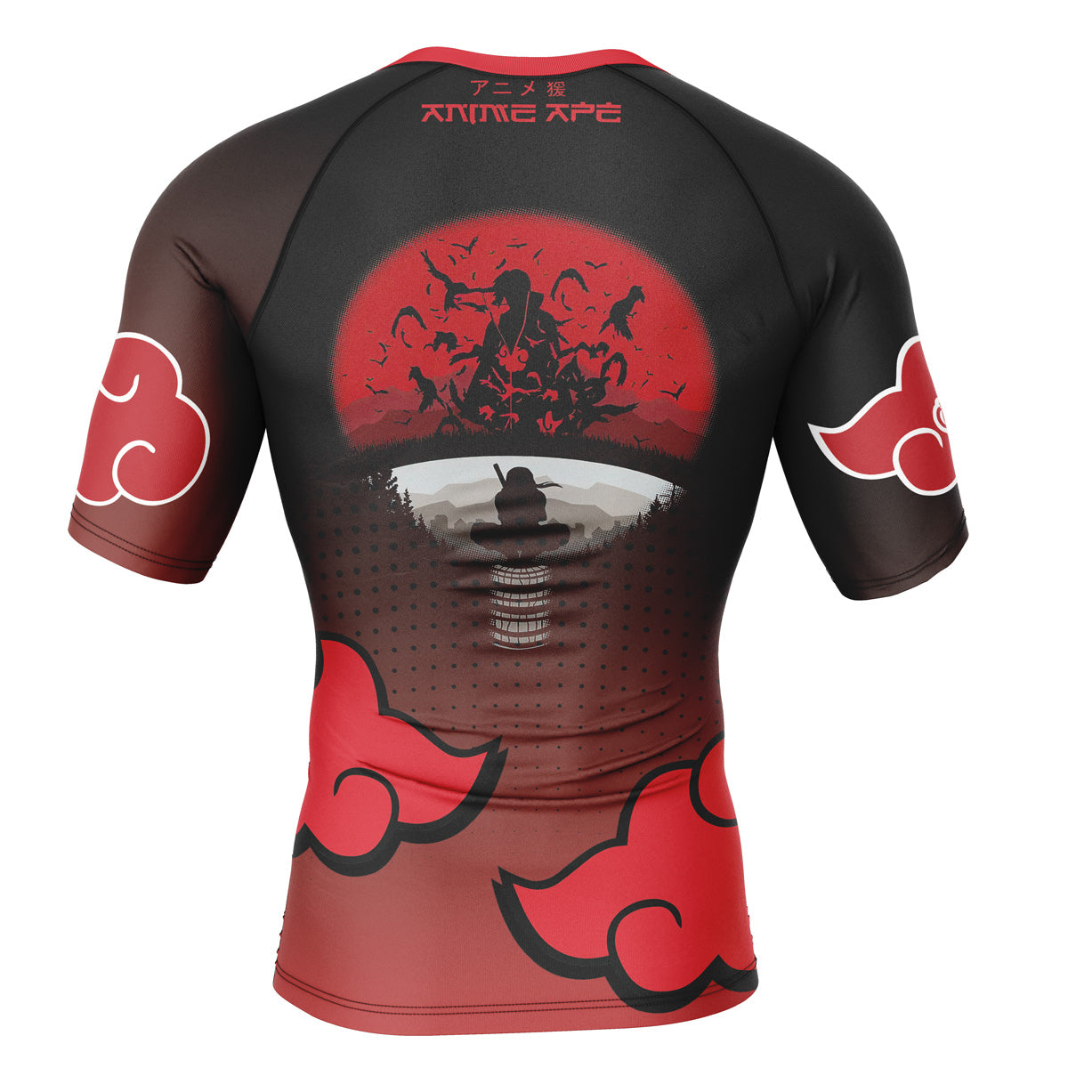 Itachi Uchiha Akatsuki Short Sleeve Rash Guard Compression Shirt