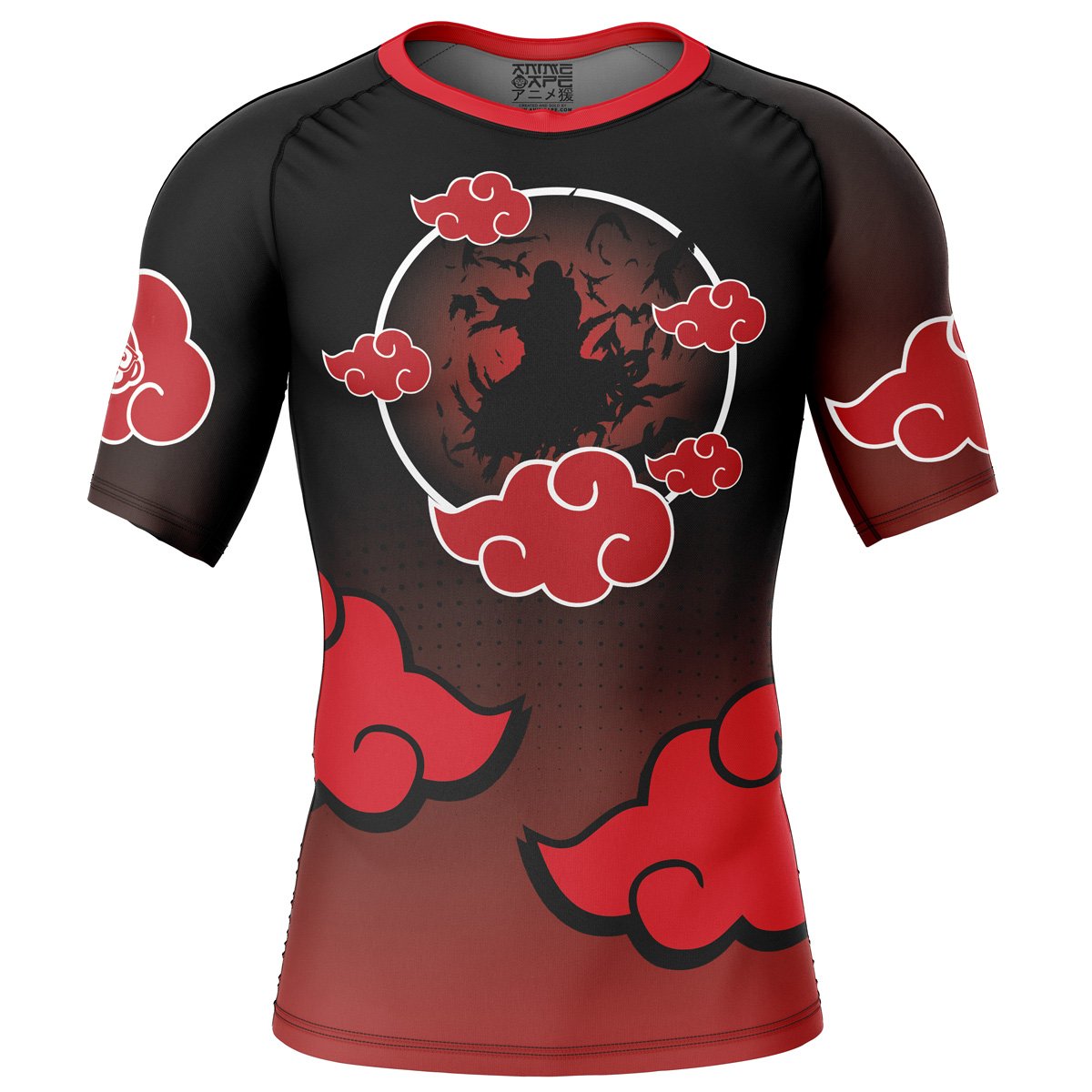 Itachi Uchiha Akatsuki Short Sleeve Rash Guard Compression Shirt