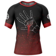 Itadori Yuji Hand Jujutsu Kaisen Short Sleeve Rash Guard Compression Shirt