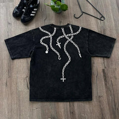 Otakuri "Kurapika Ring Chains Hunter x Hunter" Vintage Washed Oversized T-Shirt