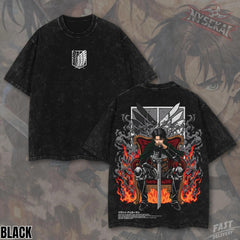 Kitsukai Levi Ackerman Wings of Freedom Throne Pump Cover Oversized Vintage Wash Heavyweight Graphic Tee