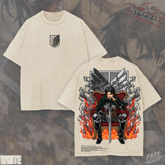 Kitsukai Levi Ackerman Wings of Freedom Throne Pump Cover Oversized Vintage Wash Heavyweight Graphic Tee