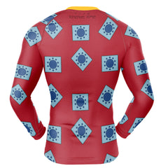 Luffy Wano pattern One Piece Long Sleeve Rash Guard Compression Shirt