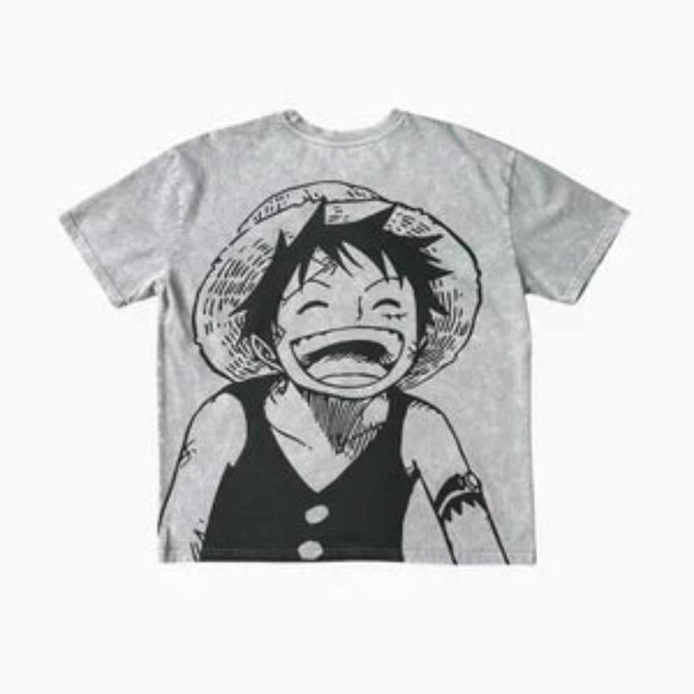 One Piece Laughing Luffy Vintage Washed Oversized T-Shirt