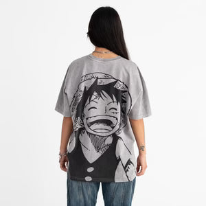 One Piece Laughing Luffy Vintage Washed Oversized T-Shirt